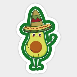 Avocado Mexican With Sombrero Mexicano Cute Gift T-shirt Sticker